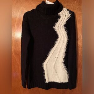 Black and White Turtleneck Sweater